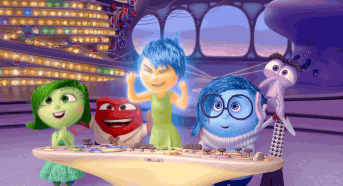 The Inside Out characters jump for joy